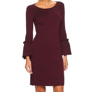 Women's Nina Leonard Bell Sleeve Ribbed Sweater Dress~Size Large